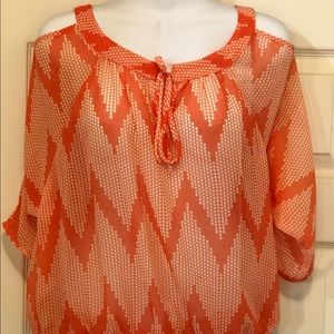 Coral sheer blouse
